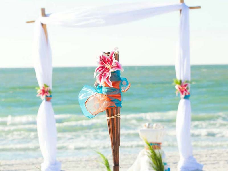 Stargazer lily beach wedding theme
