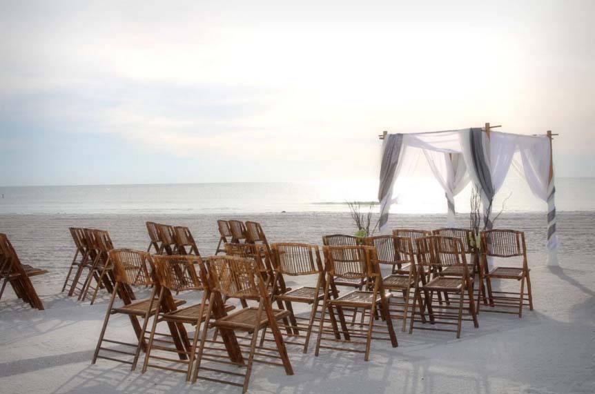 Bamboo chairs for a beach wedding