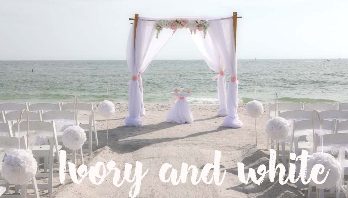 Ivory and white beach wedding theme